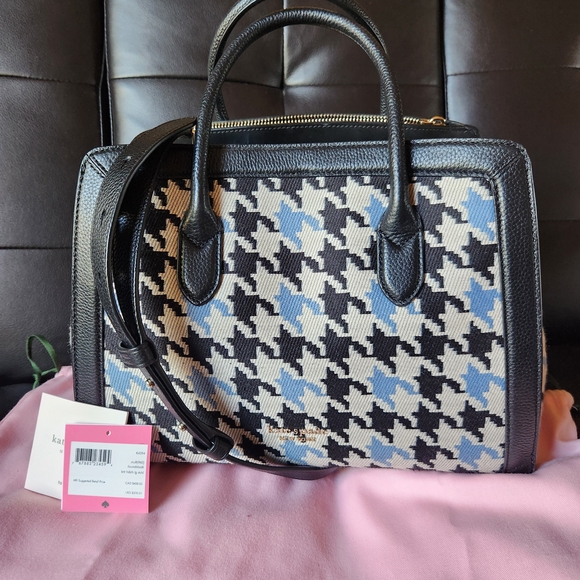 kate spade Handbags - Kate Spade Black and Blue Houndstooth Satchel